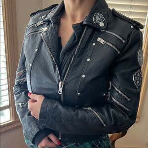 Diesel Black Leather Patch with White Embroidery